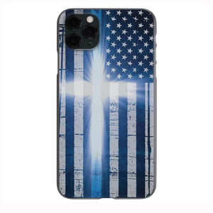 Blue Stripe Cross USA American Flag phone case for Apple Iphone & Samsung Phone Shockproof Case Cover