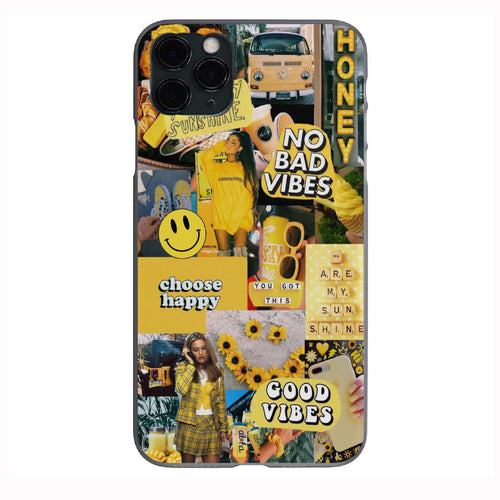 VSCO Yellow No Bad Vibes Phone Case for iPhone 7 8 X XS XR SE 11 12 13 14 Pro Max Mini Note 10 20 s10 s10s s20 s21 20 Plus Ultra