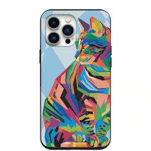 Abstract Colorful Cat Phone Case for iPhone 7 8 X XS XR SE 11 12 13 14 Pro Max Mini Note s10 s10plus s20 s21 20plus