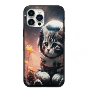Astronaut Space Kitty Phone Case for iPhone 7 8 X XS XR SE 11 12 13 14 Pro Max Mini Note s10 s10plus s20 s21 20plus