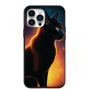 Black Cat With A Glow Phone Case for iPhone 7 8 X XS XR SE 11 12 13 14 Pro Max Mini Note s10 s10plus s20 s21 20plus