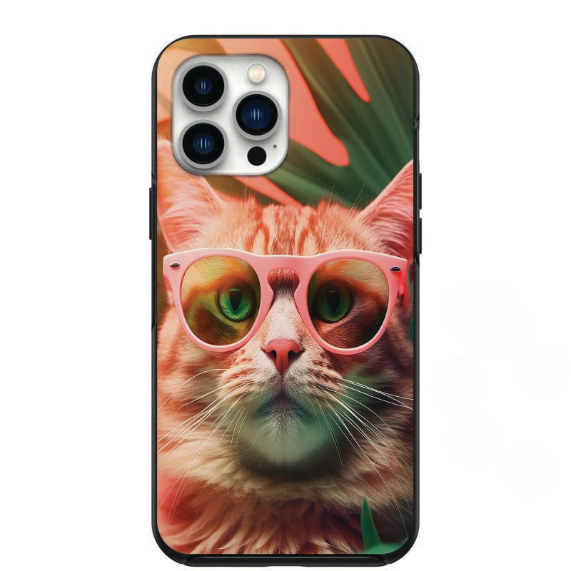 Cat With Pink Sunglasses Phone Case for iPhone 7 8 X XS XR SE 11 12 13 14 Pro Max Mini Note s10 s10plus s20 s21 20plus