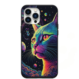 Colorful Cosmic Cat Phone Case for iPhone 7 8 X XS XR SE 11 12 13 14 Pro Max Mini Note 10 20 s10 s10s s20 s21 20 Plus Ultra