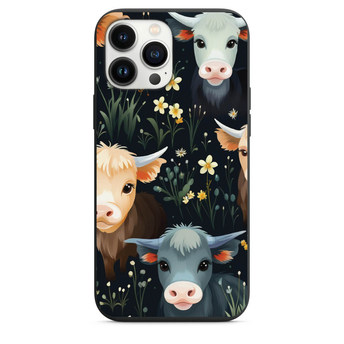Cute Cows And Flower Pattern Phone Case for iPhone 7 8 X XS XR SE 11 12 13 14 Pro Max Mini Note 10 20 s10 s10s s20 s21 20 Plus Ultra
