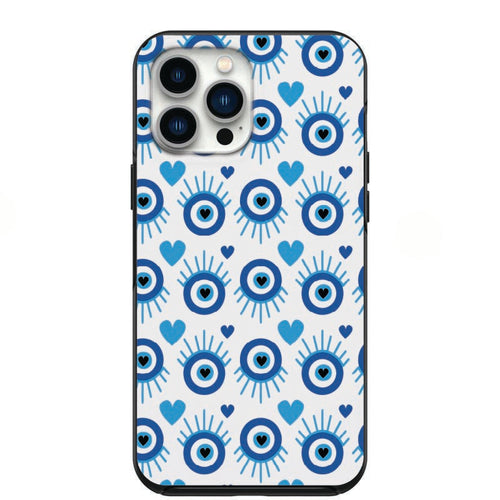 Cute Evil Eye Hearts Phone Case for iPhone 7 8 X XS XR SE 11 12 13 14 Pro Max Mini Note s10 s10plus s20 s21 20plus