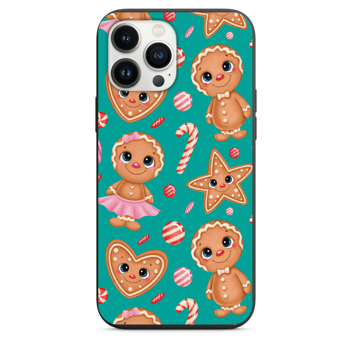 Cute Gingerbread Girl and Boy Cookies Design Phone Case for iPhone 7 8 X XS XR SE 11 12 13 14 Pro Max Mini Note s10 s10plus s20 s21 20plus
