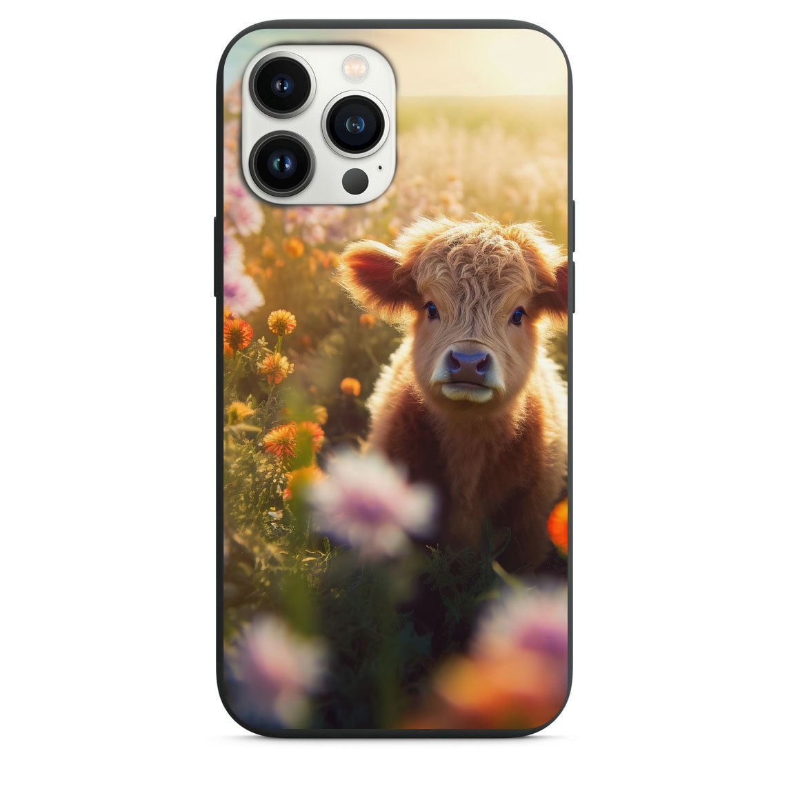 Cutest Baby Cow Hiding in Flower Field Design Phone Case for iPhone 7 8 X XS XR SE 11 12 13 14 Pro Max Mini