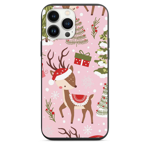 Cutest Reindeer With Santa Hat Phone Case for iPhone 7 8 X XS XR SE 11 12 13 14 Pro Max Mini Note s10 s10plus s20 s21 20plus