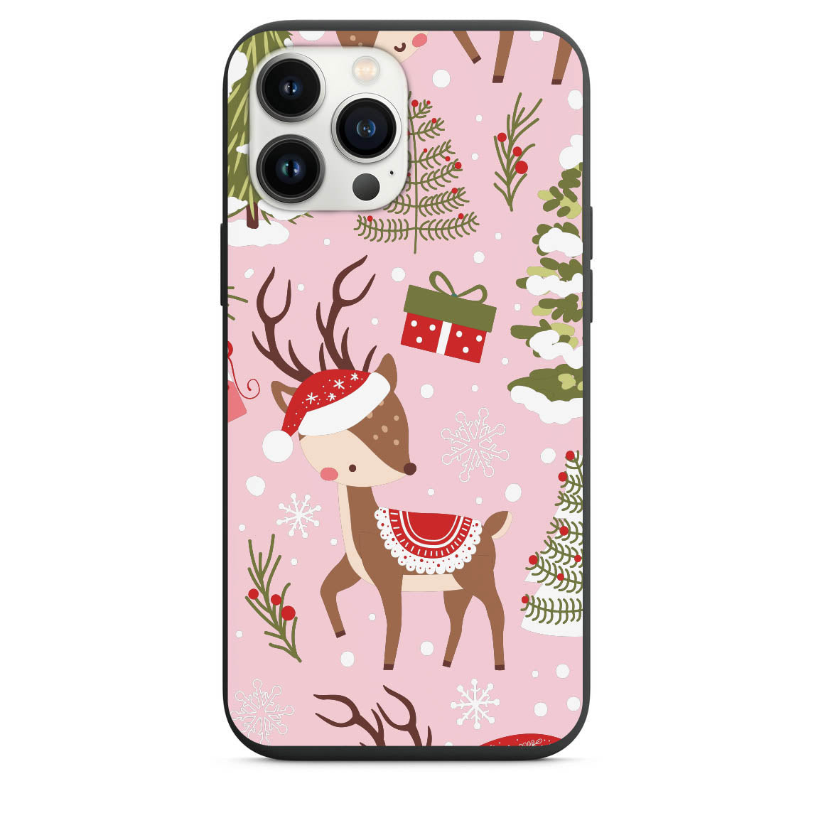 Cutest Reindeer With Santa Hat Phone Case for iPhone 7 8 X XS XR SE 11 12 13 14 Pro Max Mini Note s10 s10plus s20 s21 20plus