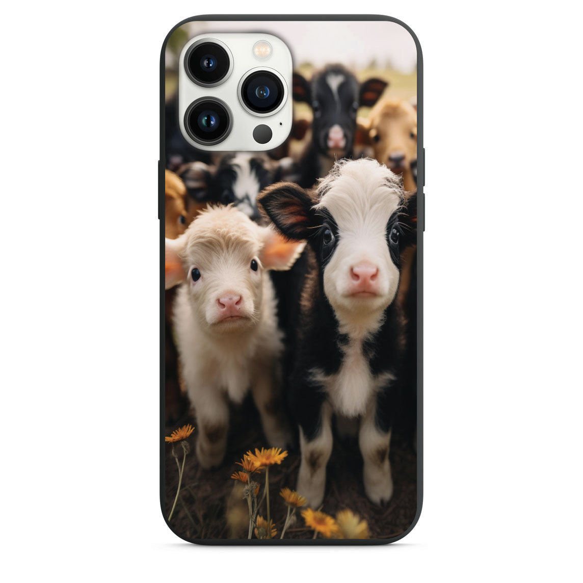 Captivating Stares: Cute Baby Cows Phone Case Design Phone Case for iPhone 7 8 X XS XR SE 11 12 13 14 15 Pro Max Mini