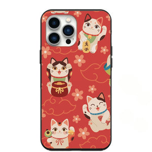Japanese Maneki Cats Phone Case for iPhone 7 8 X XS XR SE 11 12 13 14 Pro Max Mini Note s10 s10plus s20 s21 20plus