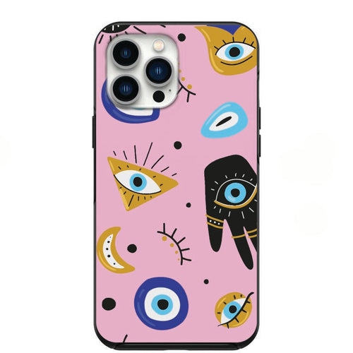 Pink Trendy Evil Eye Hamsa Hand Phone Case for iPhone 7 8 X XS XR SE 11 12 13 14 Pro Max Mini Note s10 s10plus s20 s21 20plus