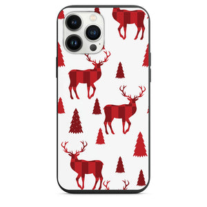 Winter Red Reindeers And Pine Trees Design Phone Case for iPhone 7 8 X XS XR SE 11 12 13 14 Pro Max Mini Note s10 s10plus s20 s21 20plus