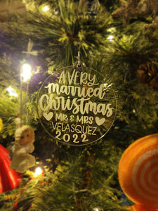 Our First Christmas Married Acrylic Christmas Ornament - Clear Acrylic Married Ornament - Engagement Ornament - Personalized Ornament