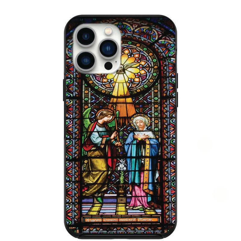 Angel And The Virgin Mary Stained Glass Phone Case for iPhone 7 8 X XS XR SE 11 12 13 14 Pro Max Mini Note 10 20 s10 s10s s20 s21 20 Plus Ultra