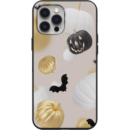 Black & Gold Floating Pumpkins Design Phone Case for iPhone 7 8 X XS XR SE 11 12 13 14 Pro Max Mini Note 10 20 s10 s10s s20 s21 20 Plus Ultra