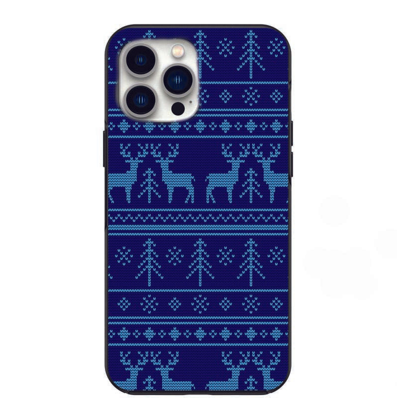 Blue Christmas Reindeer Sweater Design Phone Case for iPhone 7 8 X XS XR SE 11 12 13 14 Pro Max Mini Note 10 20 s10 s10s s20 s21 20 Plus Ultra