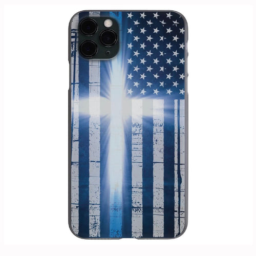 Blue Stripe Cross American Flag phone case for Apple Iphone & Samsung Phone Shockproof Case Cover