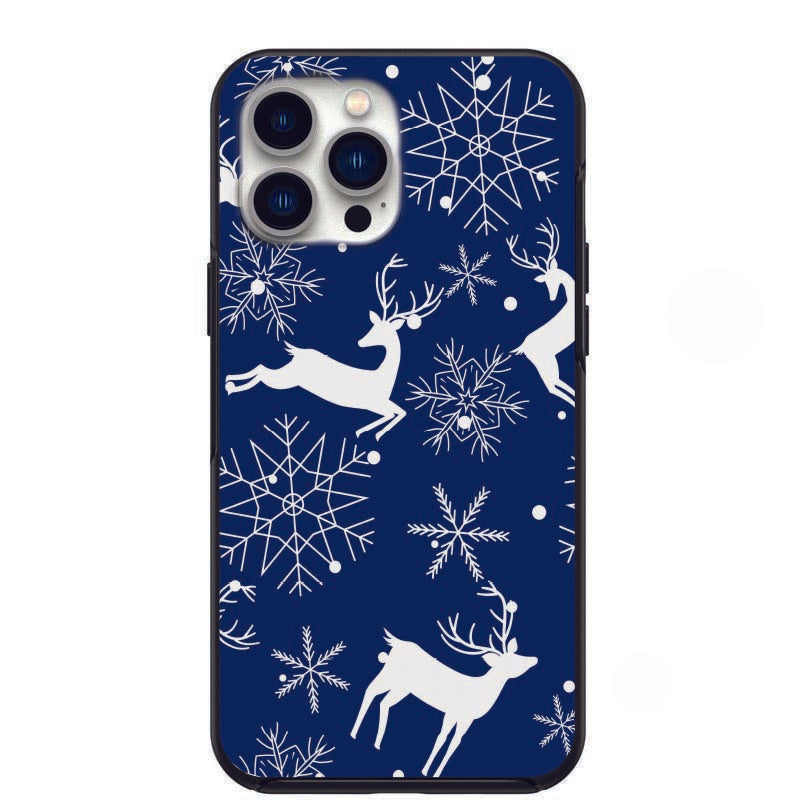 Blue Snowflake Reindeers  Design Phone Case for iPhone 7 8 X XS XR SE 11 12 13 14 Pro Max Mini Note 10 20 s10 s10s s20 s21 20 Plus Ultra