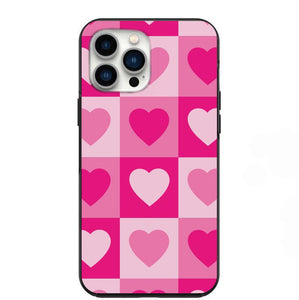 Checkered Pop Of Pink Hearts Design Phone Case for iPhone 7 8 X XS XR SE 11 12 13 14 Pro Max Mini Note 10 20 s10 s10s s20 s21 20 Plus Ultra