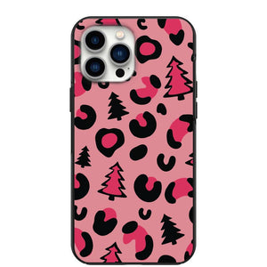 Christmas Pink Cheetah Leopard print Christmas Tree Pattern Phone Case for iPhone 7 8 X XS XR SE 11 12 13 14 Pro Max Mini Note 10 20 s10 s10s s20 s21 20 Plus Ultra