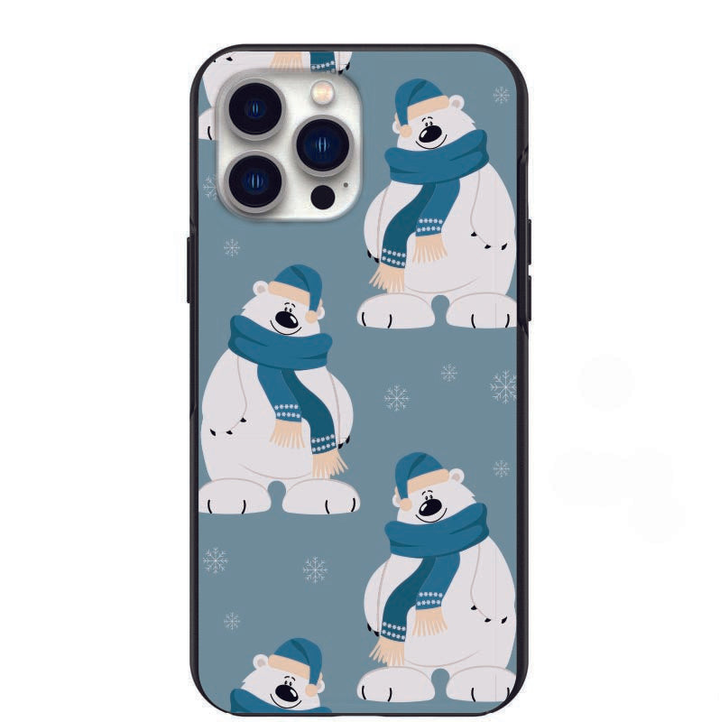 Cool Blue Scarf Polar Bears Design Phone Case for iPhone 7 8 X XS XR SE 11 12 13 14 Pro Max Mini Note 10 20 s10 s10s s20 s21 20 Plus Ultra