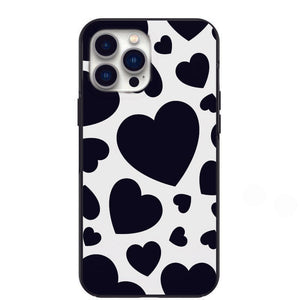 Cow Heart Pattern Design Phone Case for iPhone 7 8 X XS XR SE 11 12 13 14 Pro Max Mini Note 10 20 s10 s10s s20 s21 20 Plus Ultra
