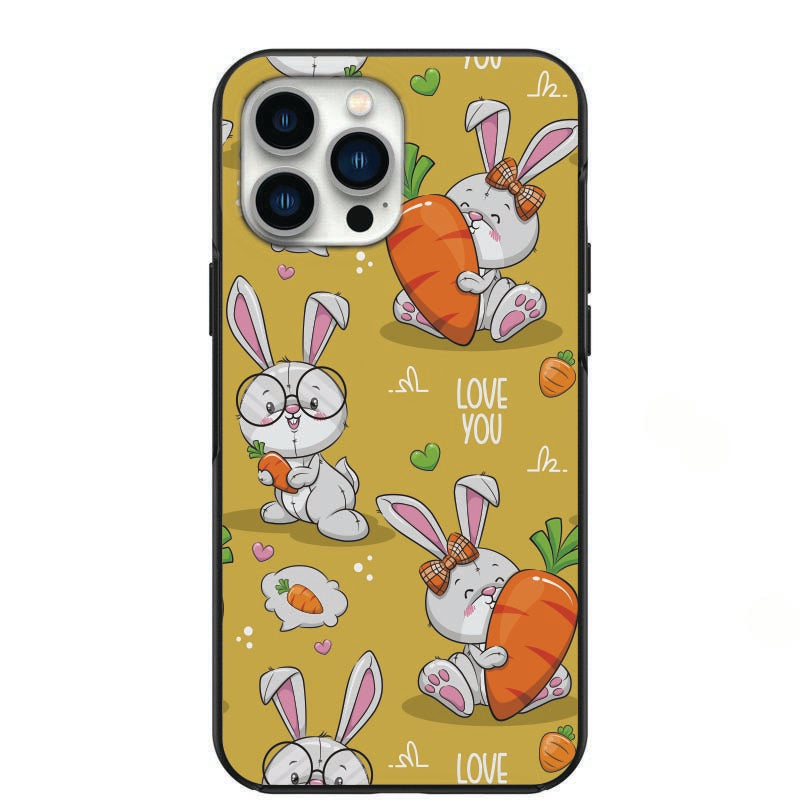 Cute Bunny Love You Carrot design Phone Case for iPhone 7 8 X XS XR SE 11 12 13 14 Pro Max Mini Note 10 20 s10 s10s s20 s21 20 Plus Ultra
