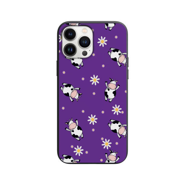 Cute Cows and Small Daisies True Purple Design print Phone Case for iPhone 7 8 X XS XR SE 11 12 13 14 Pro Max Mini Note 10 20 s10 s10s s20 s21 20 Plus Ultra