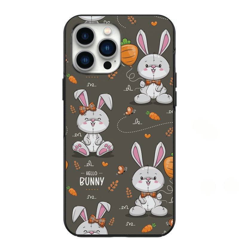 Cute Grey Bunny With Orange Bow design Phone Case for iPhone 7 8 X XS XR SE 11 12 13 14 Pro Max Mini Note 10 20 s10 s10s s20 s21 20 Plus Ultra