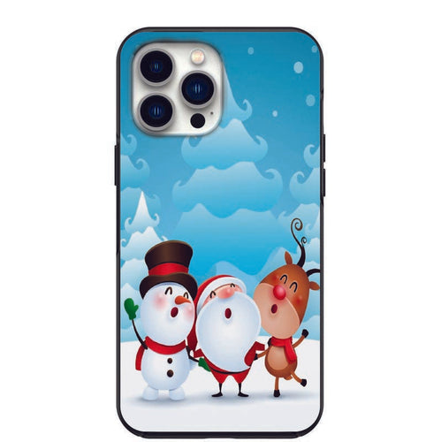 Cute Santa with Snowman and Reindeer Design Phone Case for iPhone 7 8 X XS XR SE 11 12 13 14 Pro Max Mini Note 10 20 s10 s10s s20 s21 20 Plus Ultra