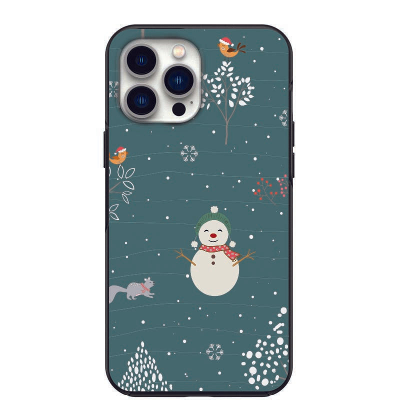 Cute Snowman and Squirrel Design Phone Case for iPhone 7 8 X XS XR SE 11 12 13 14 Pro Max Mini Note 10 20 s10 s10s s20 s21 20 Plus Ultra