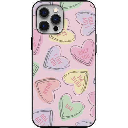 Cutie Pie I Luv You Candy Hearts design Phone Case for iPhone 7 8 X XS XR SE 11 12 13 14 Pro Max Mini Note 10 20 s10 s10s s20 s21 20 Plus Ultra