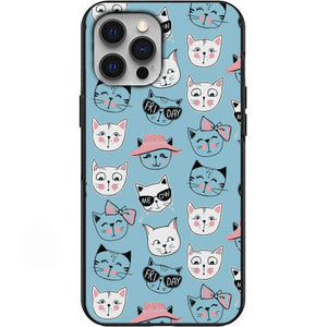 Cute Doodle Cats Friday Meow Light Blue Phone Case for iPhone 7 8 X XS XR SE 11 12 13 14 Pro Max Mini Note 10 20 s10 s10s s20 s21 20 Plus Ultra