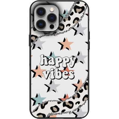 Cute Happy Vibes Cheetah & Stars Fur print Phone Case for iPhone 7 8 X XS XR SE 11 12 13 14 Pro Max Mini Note 10 20 s10 s10s s20 s21 20 Plus Ultra