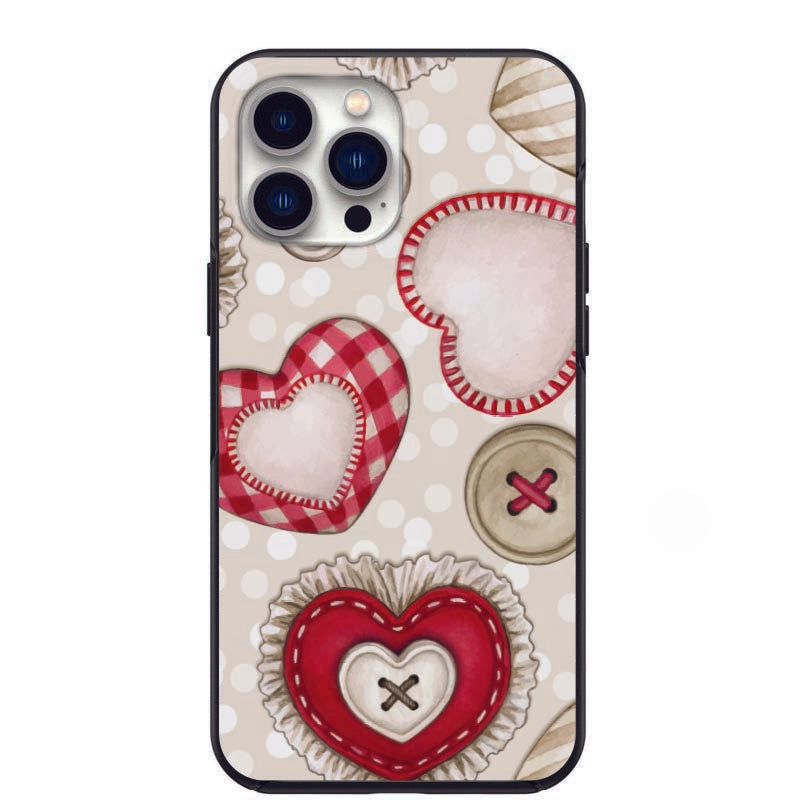 Cute Hearts And Button design Phone Case for iPhone 7 8 X XS XR SE 11 12 13 14 Pro Max Mini Note 10 20 s10 s10s s20 s21 20 Plus Ultra