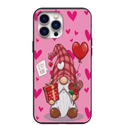 I Love You Gnome Pink Hearts Balloon Design Phone Case for iPhone 7 8 X XS XR SE 11 12 13 14 Pro Max Mini Note 10 20 s10 s10s s20 s21 20 Plus Ultra