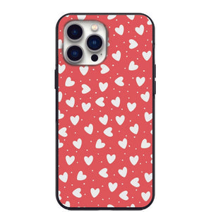 Peachy White Hearts Design Phone Case for iPhone 7 8 X XS XR SE 11 12 13 14 Pro Max Mini Note 10 20 s10 s10s s20 s21 20 Plus Ultra