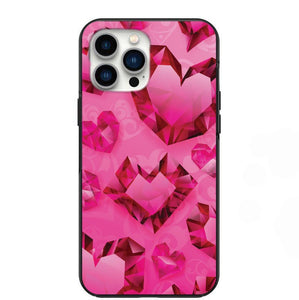 Pink Diamond Hearts Design Phone Case for iPhone 7 8 X XS XR SE 11 12 13 14 Pro Max Mini Note 10 20 s10 s10s s20 s21 20 Plus Ultra
