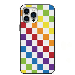 Rainbow Checkers Phone Case for iPhone 7 8 X XS XR SE 11 12 13 14 Pro Max Mini Note 10 20 s10 s10s s20 s21 20 Plus Ultra