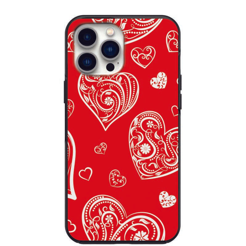 Red Paisley Bandana Heart Design Phone Case for iPhone 7 8 X XS XR SE 11 12 13 14 Pro Max Mini Note 10 20 s10 s10s s20 s21 20 Plus Ultra