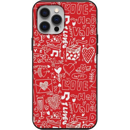 Red and White Doodle Love design Phone Case for iPhone 7 8 X XS XR SE 11 12 13 14 Pro Max Mini Note 10 20 s10 s10s s20 s21 20 Plus Ultra