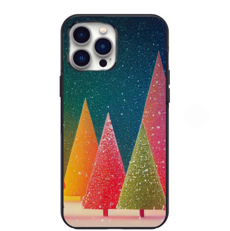 Snowy Colored Christmas Trees print Phone Case for iPhone 7 8 X XS XR SE 11 12 13 14 Pro Max Mini Note 10 20 s10 s10s s20 s21 20 Plus Ultra