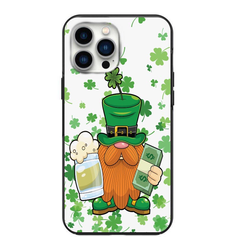 St Patrick's Day Gnome Green beer Red Beard and money phone case for iPhone 7 8 X XS XR SE 11 12 13 14 Pro Max Mini Note 10 20 s10 s10s s20 s21 20 Plus Ultra