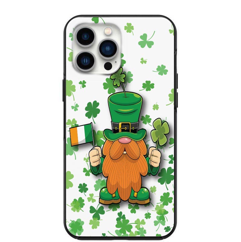 St Patricks Day Cute Gnome with Irish Flag and Shamrocks design phone case for iPhone 7 8 X XS XR SE 11 12 13 14 Pro Max Mini Note 10 20 s10 s10s s20 s21 20 Plus Ultra