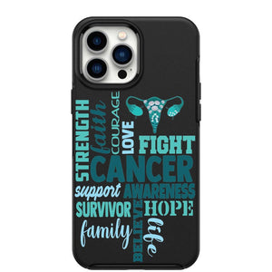 Strength fight love Ovarian Cancer Support Phone Case for iPhone 7 8 X XS XR SE 11 12 13 14 Pro Max Mini Note s10 s10plus s20 s21 20plus