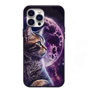 Supernova Cat Moon Gazing Phone Case for iPhone 7 8 X XS XR SE 11 12 13 14 Pro Max Mini Note 10 20 s10 s10s s20 s21 20 Plus Ultra
