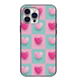 Valentines Checker Hearts Designs Phone Case for iPhone 7 8 X XS XR SE 11 12 13 14 Pro Max Mini Note 10 20 s10 s10s s20 s21 20 Plus Ultra