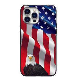Waiving American Flag with Bald Eagle Phone Case for iPhone 7 8 X XS XR SE 11 12 13 14 Pro Max Mini Note 10 20 s10 s10s s20 s21 20 Plus Ultra