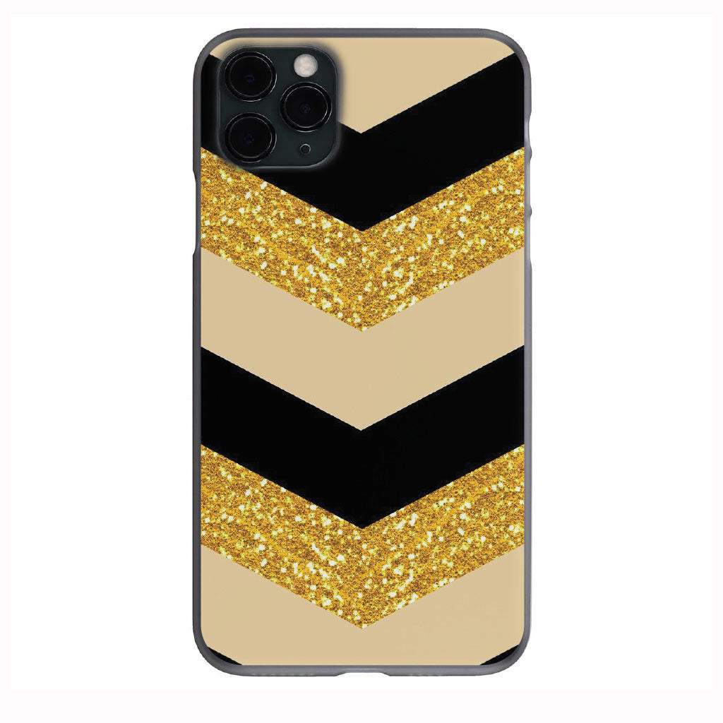 Black and Tan Gold Glitter Chevron Design Phone Case for iPhone 7 8 X XS XR SE 11 12 13 14 Pro Max Mini Note 10 20 s10 s10s s20 s21 20 Plus Ultra